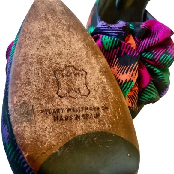Stuart Weitzman for Mr Seymour Slingback Pump size 8.5 AA Multi-Color Bow